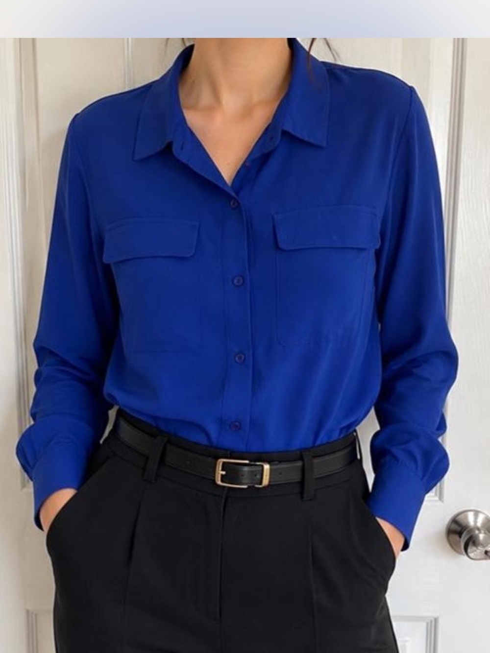 Fashion Nova Cobalt Blue Button-Down Shirt